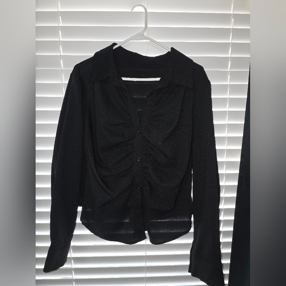 Elegant Black Women's Button Up Top